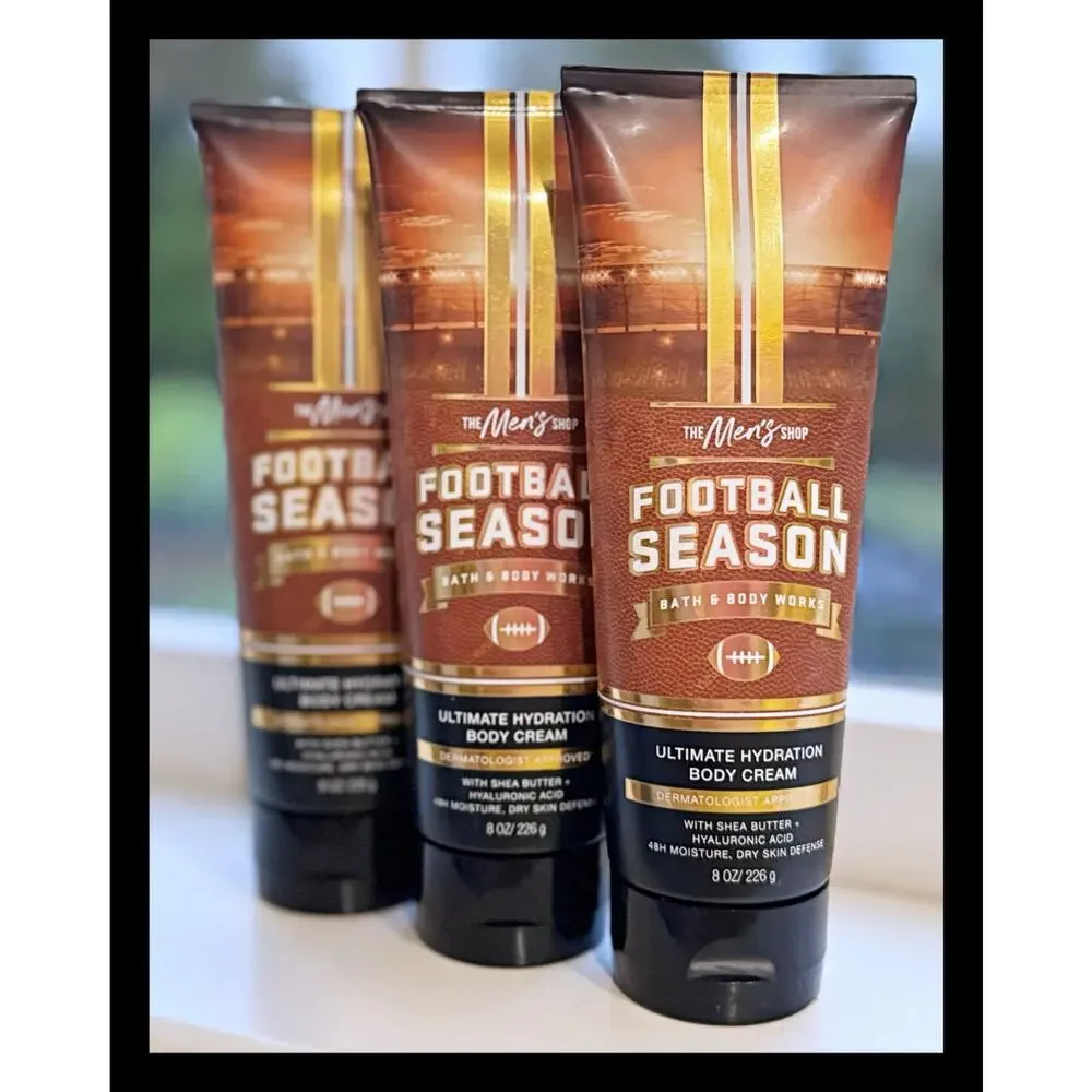 Bath & Body Works Football Season Men's Shop Ultimate Hydration Body Cream x3